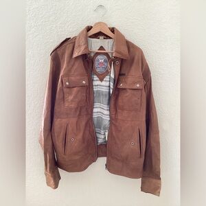 Diesel Vintage Men’s Tan Brown Leather Jacket Bomber